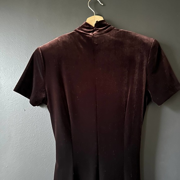 Panache Vintage Deep Brown Velvet Jumpsuit with Waist Chain Size 4 - Picture 7 of 12